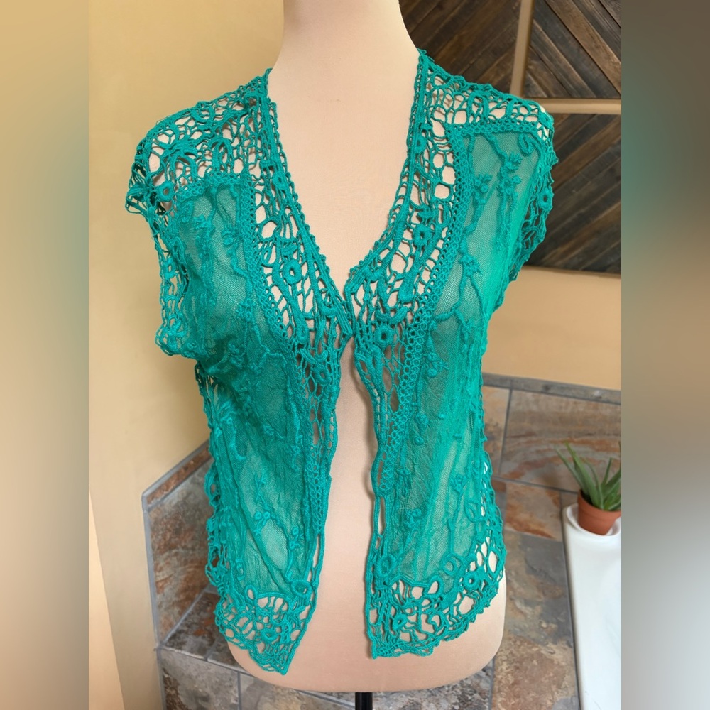 Maurices Green Open Front Knit Boho Cardigan Sweater Womans XS NWT